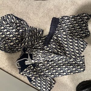 Christian Dior Navy and White Patterned Set Kids